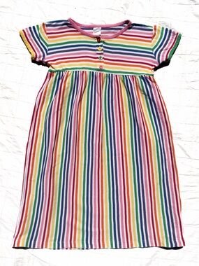 Hanna Andersson Rainbow Stripe Dress 130 7 8 9 Play Day Twirl Power Girl Sensory